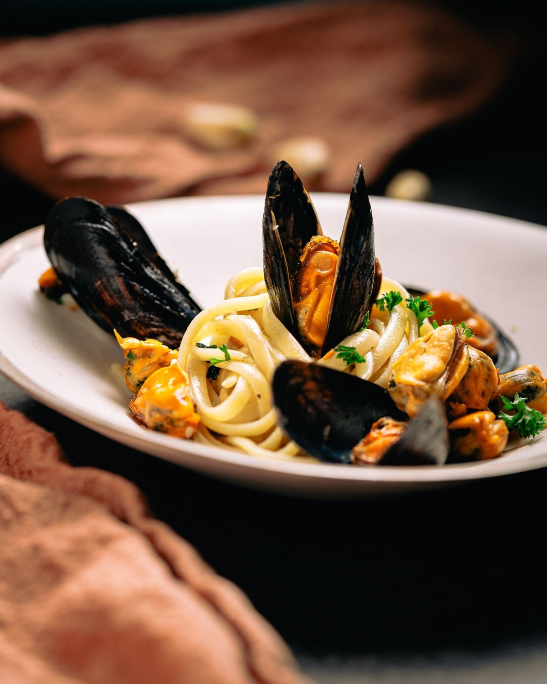 Spaghetti with mussels