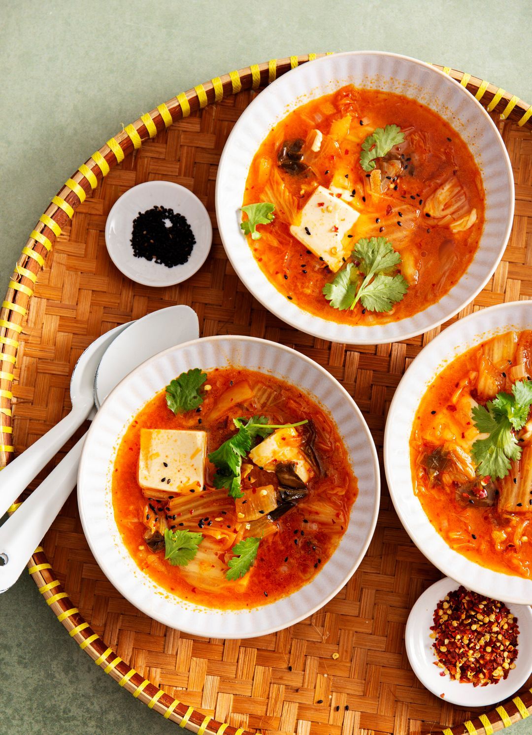 Jjigae (Korean stew with kimchi and tofu)