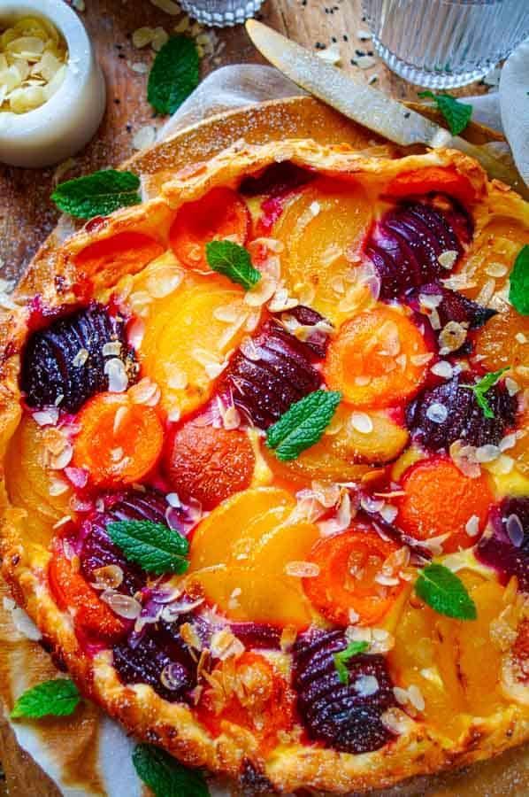 Puff pastry sheet cake with summer fruit