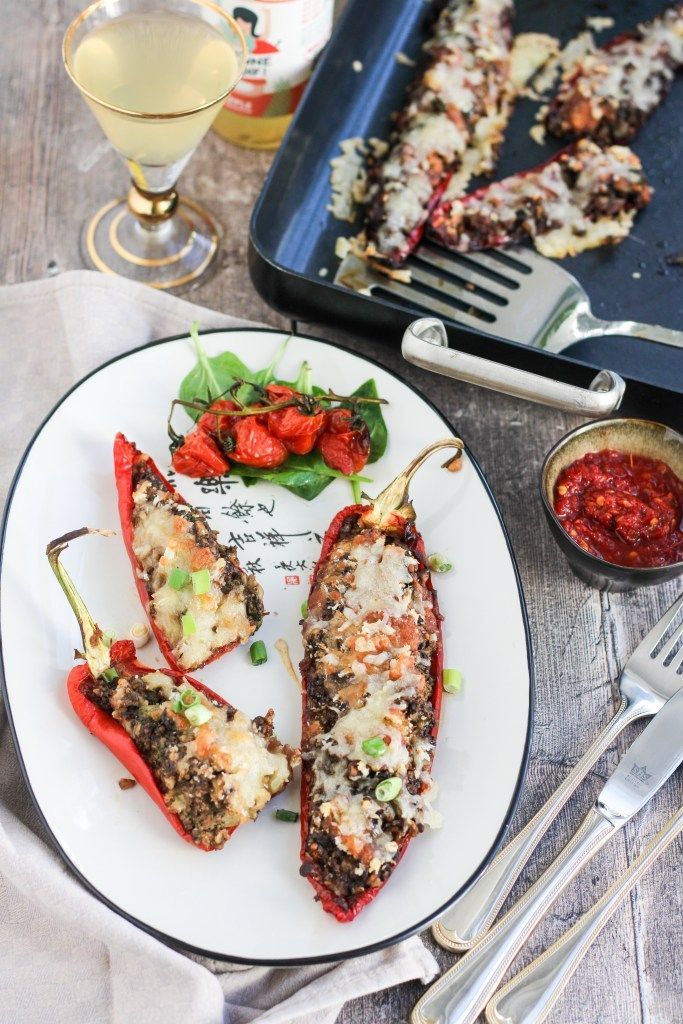 Peppers with homemade veggie minced meat