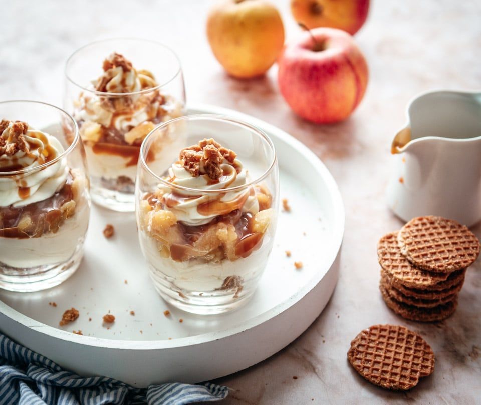 Apple pie dessert in a glass