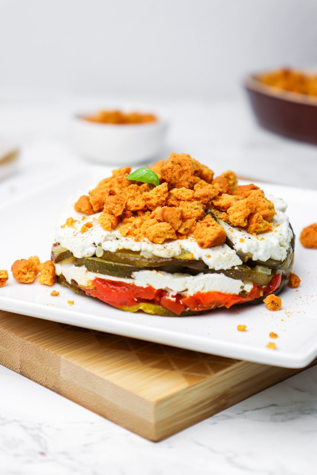 Zucchini tomato and fresh goat cheese crumble
