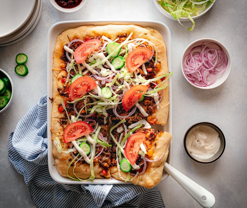 Turkish plate pizza