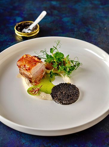 Pork belly with caviar