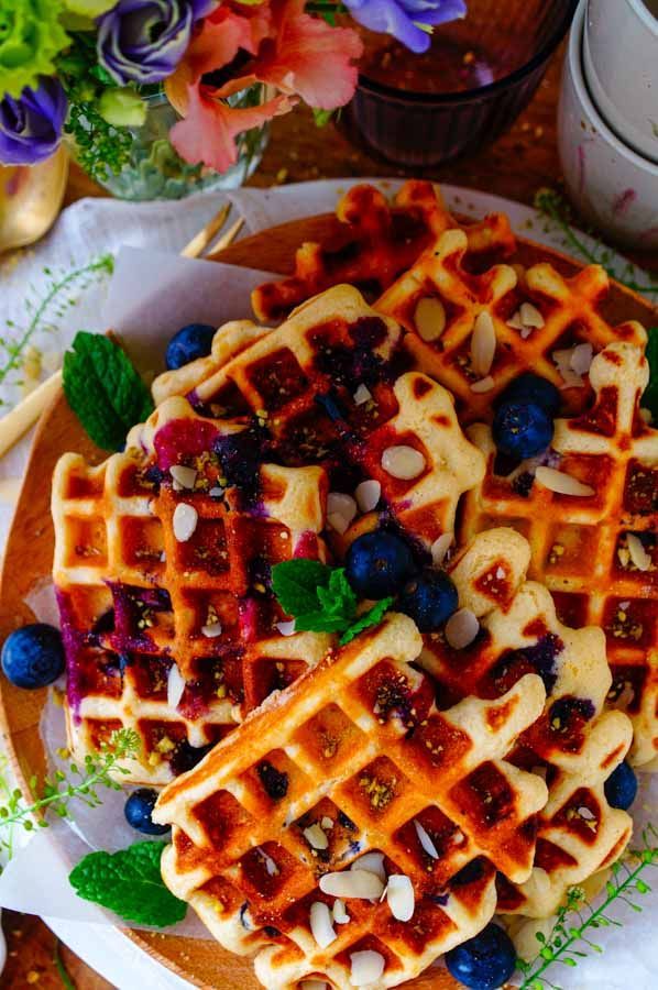 Waffles with blueberries