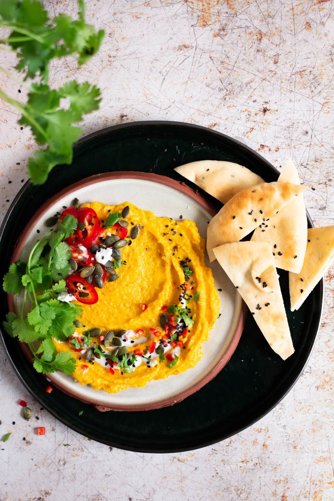 Dip of pumpkin with mango and coconut