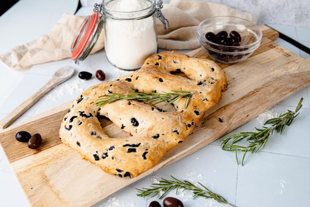 French black olives fougasse