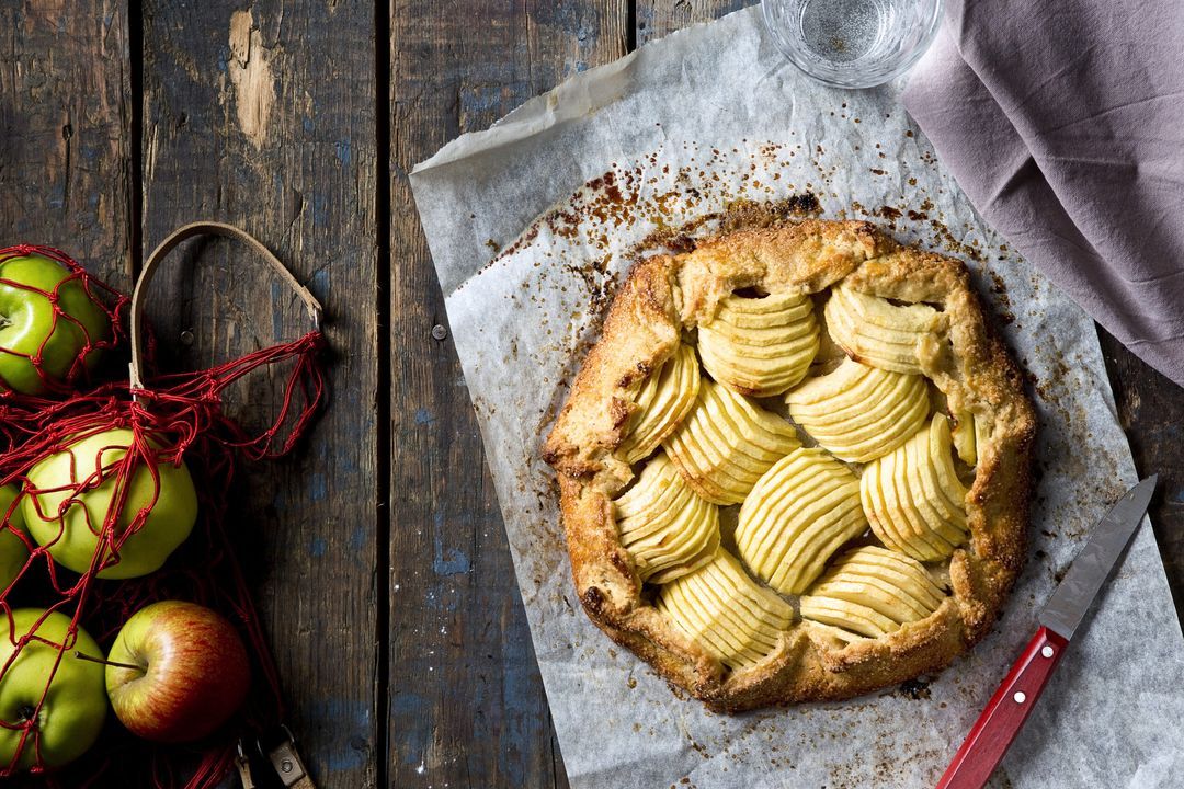 Apple galette with food