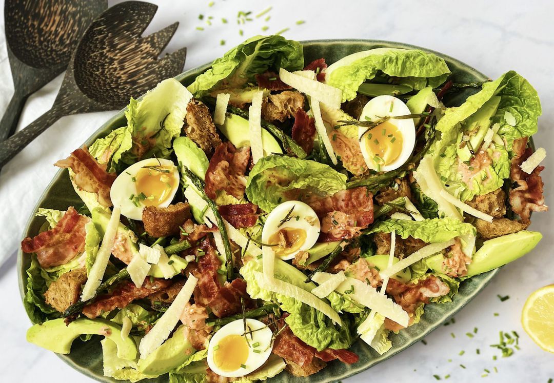 Caesar salad with kimchi dressing