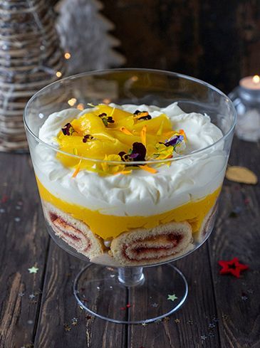Charlotte with banana, mango and mint