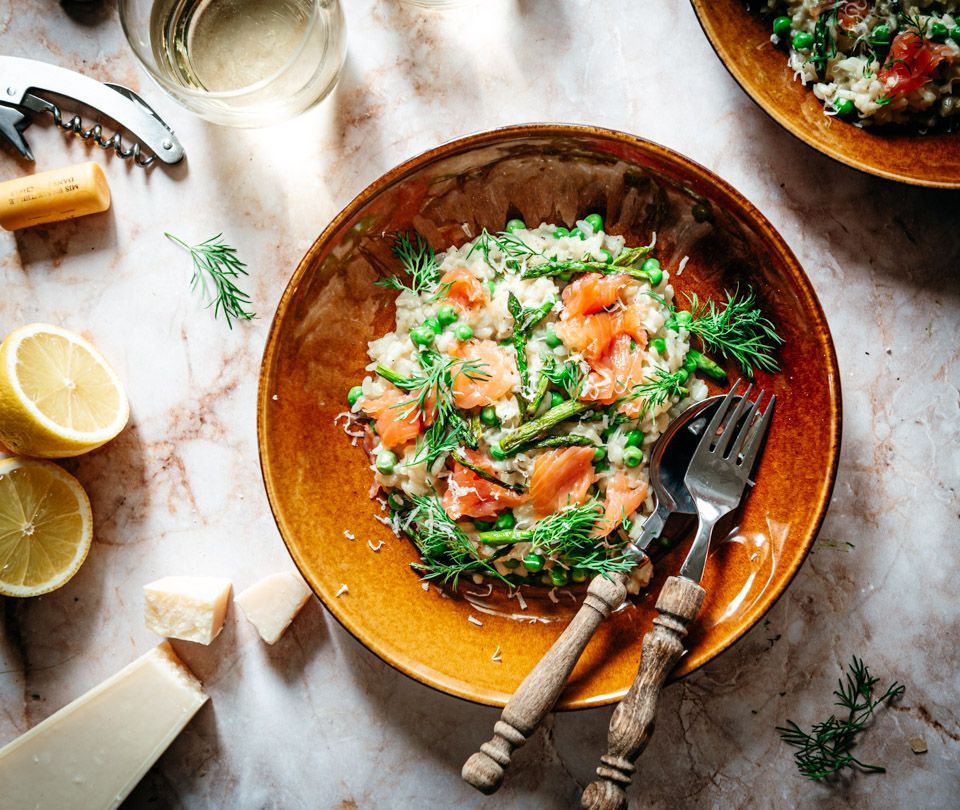 Risotto with salmon