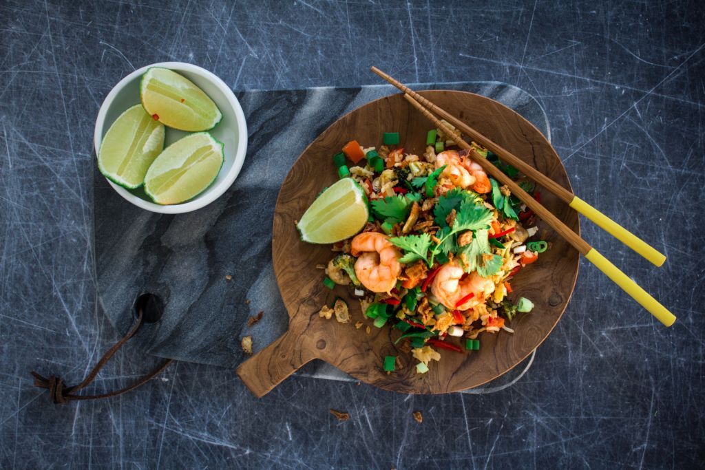Nasi with marinated scampi from the baking tray
