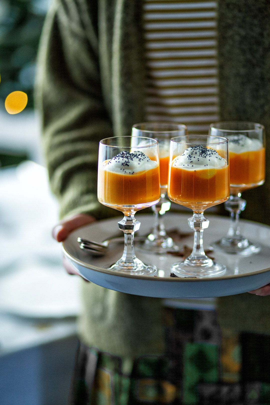 Pumpkin soup with cream and gingerbread spices