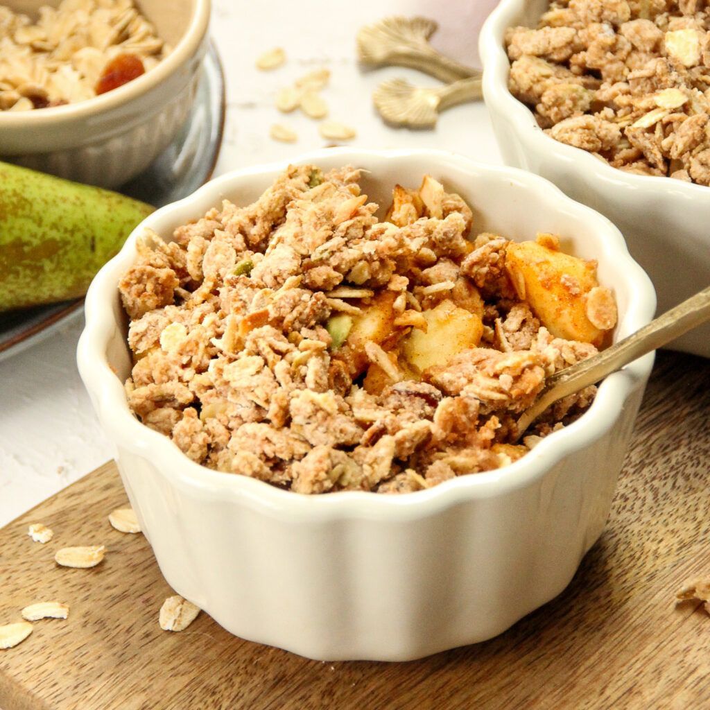 Healthy apple & pear crumble
