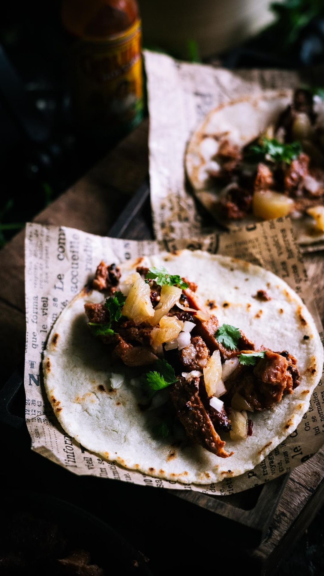 Taco al pastor prepared on the barbecook magnus spit - bbq bastard