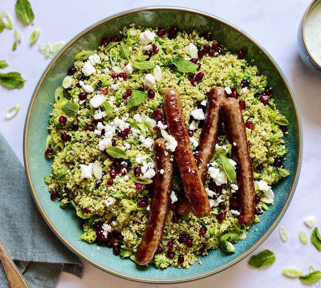 Spicy Couscous With Chipolata Sausages And Yogurt Sauce