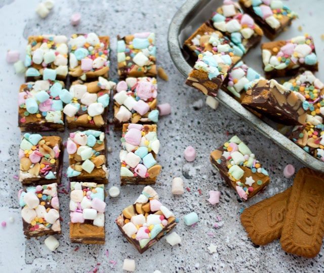 Rocky road fudge with dark chocolate