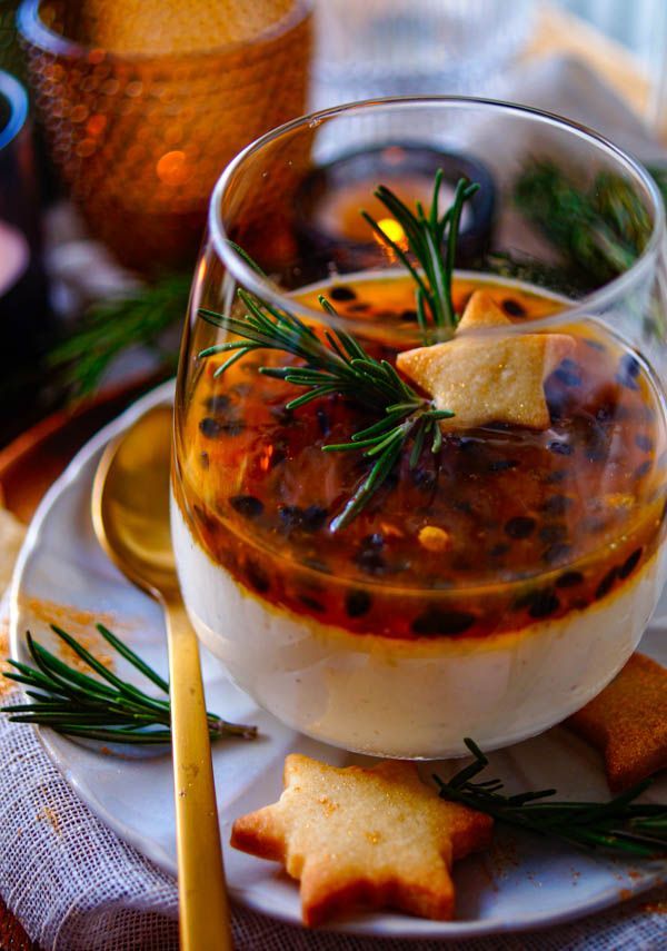 Panna cotta with coconut and passion fruit