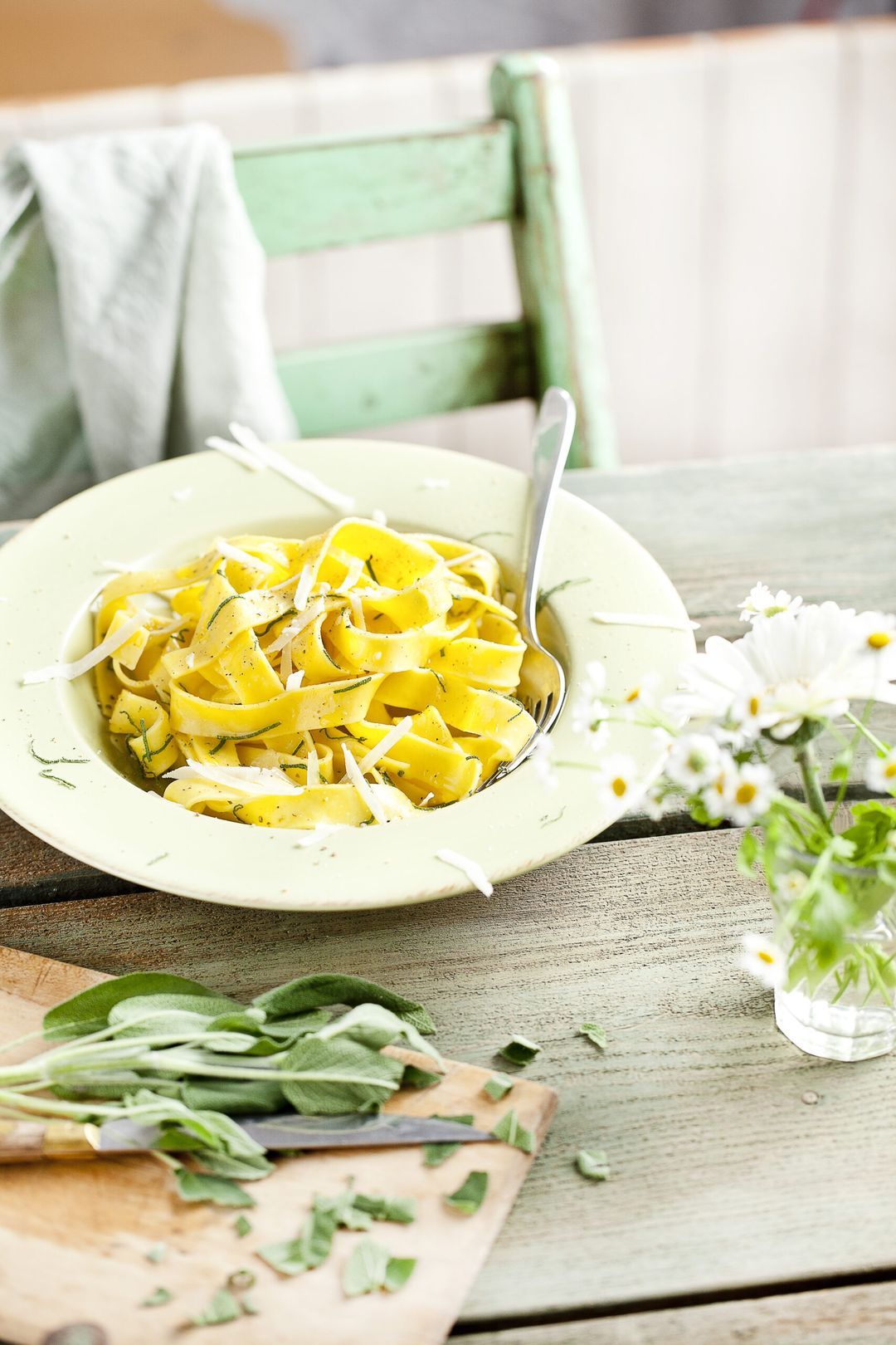 Pasta with butter, sage and pecorino