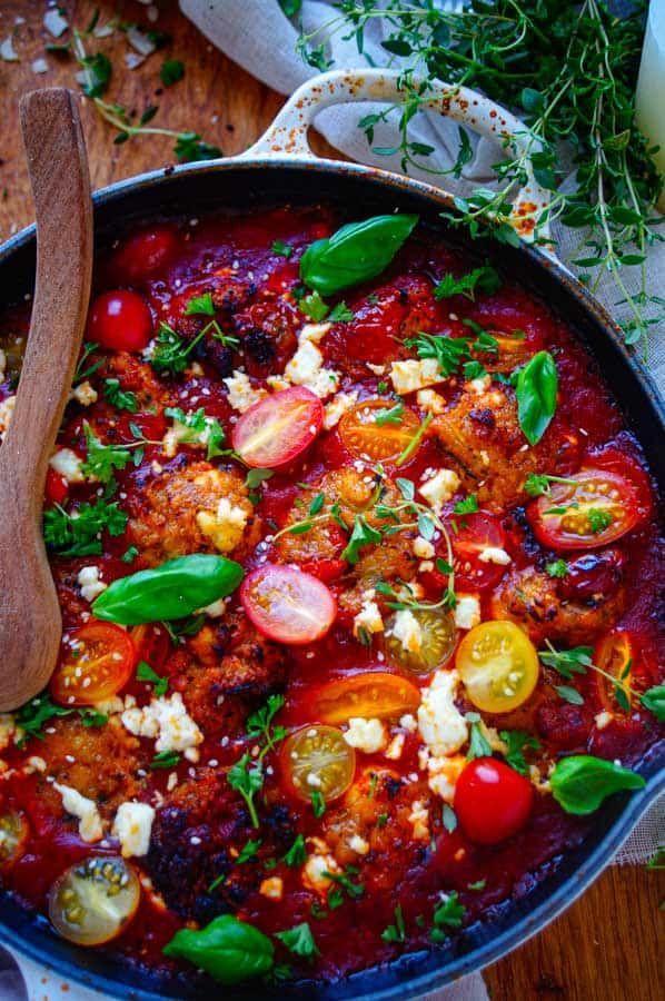 Greek meatballs in tomato sauce