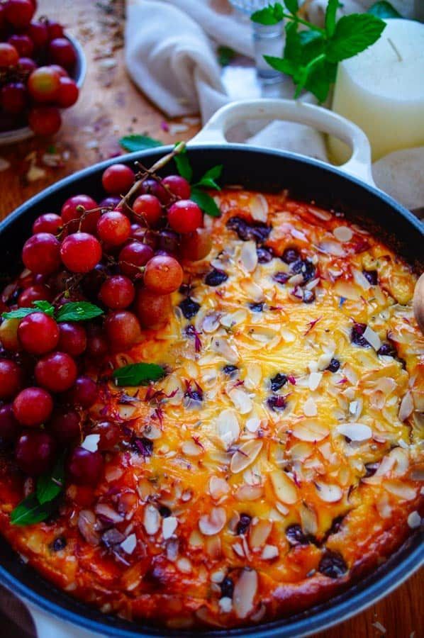 Clafoutis with grapes