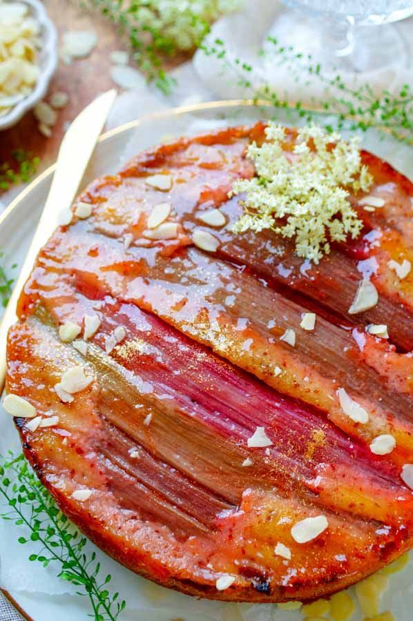 Inverted rhubarb cake