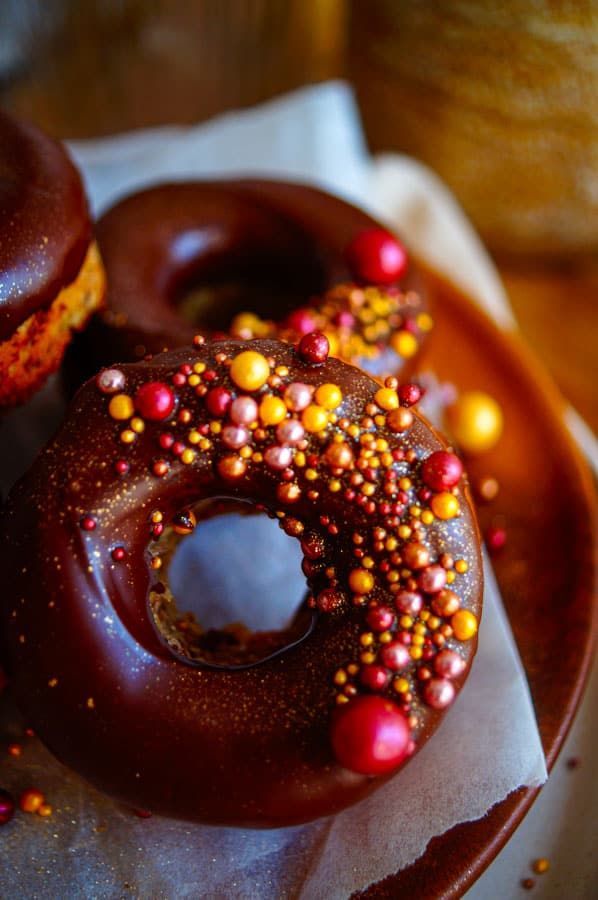 Banana bread donuts with chocolate