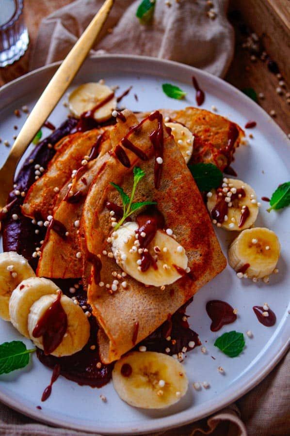 Buckwheat pancakes with chocolate sauce