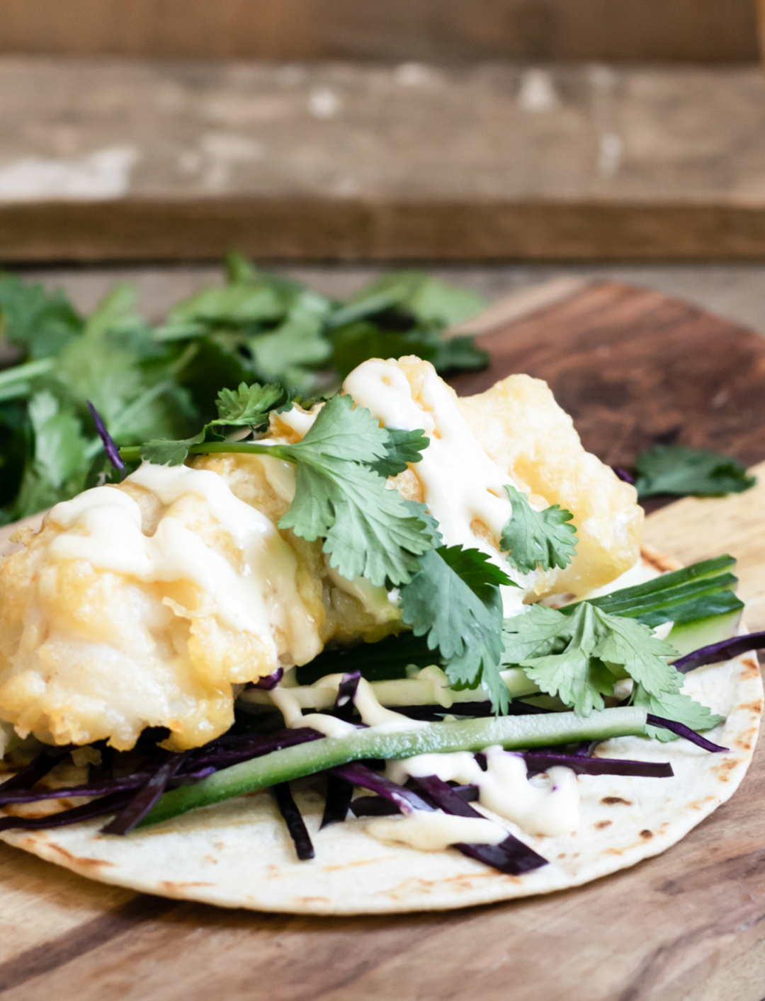 Tortillas with fried whiting