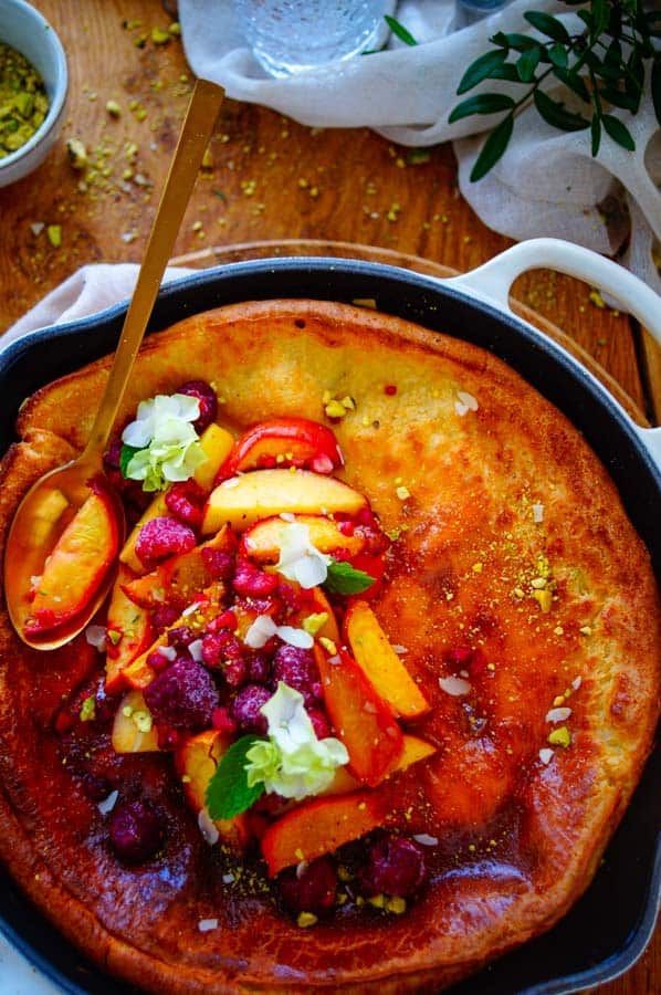 Dutch baby pancake with skyr and nectarines