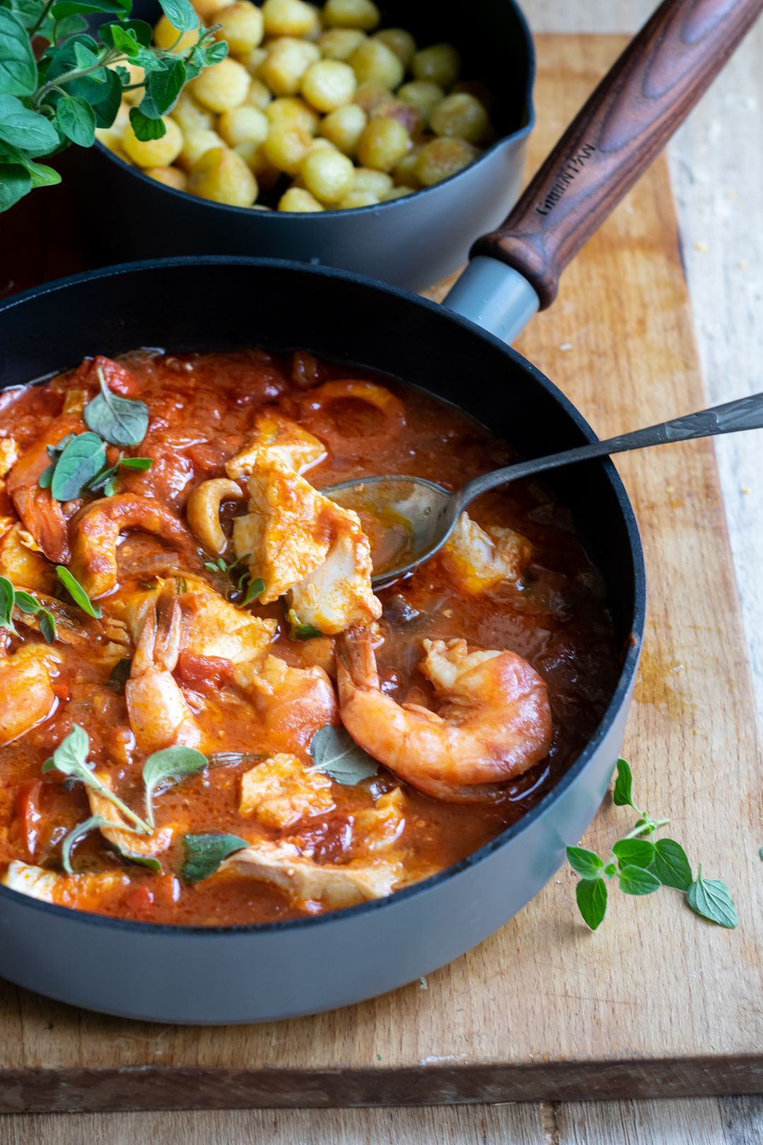 Fish stew pot with gnocchi