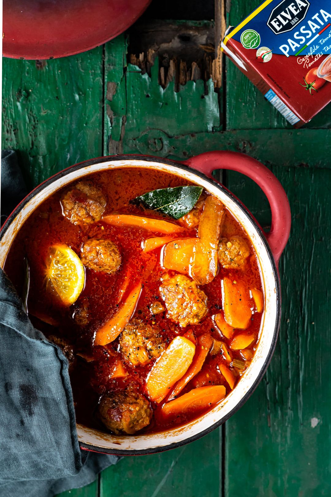 North African meatballs with spicy tomato sauce with orange