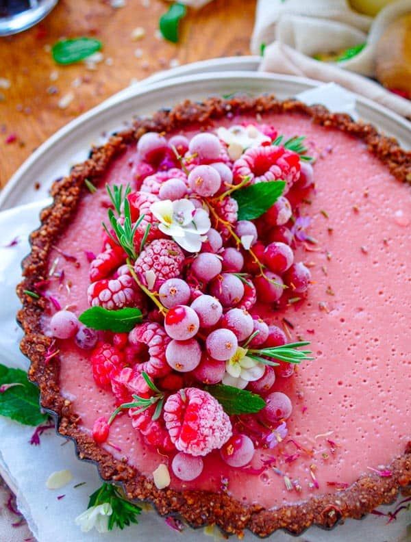 Breakfast cake with raspberries