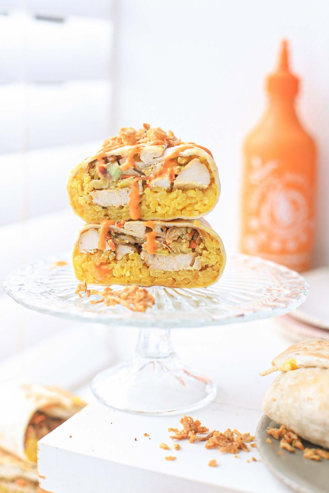 Burrito with chicken, avocado & saffron rice