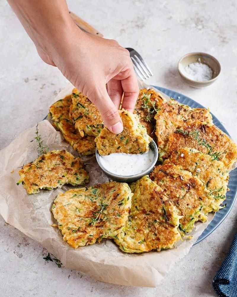 Comté bulgur and zucchini pancakes