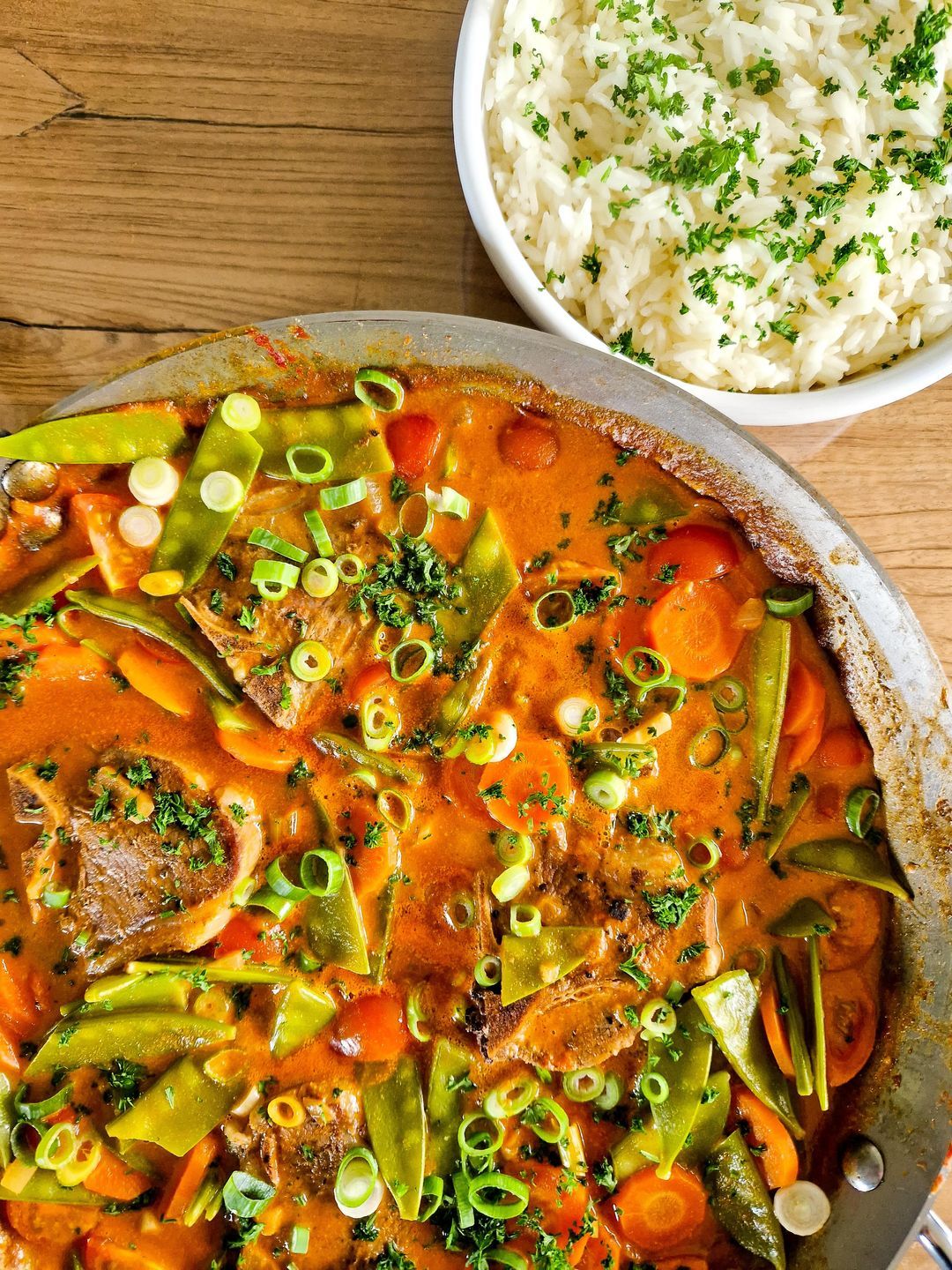 Lamb curry with colorful vegetables